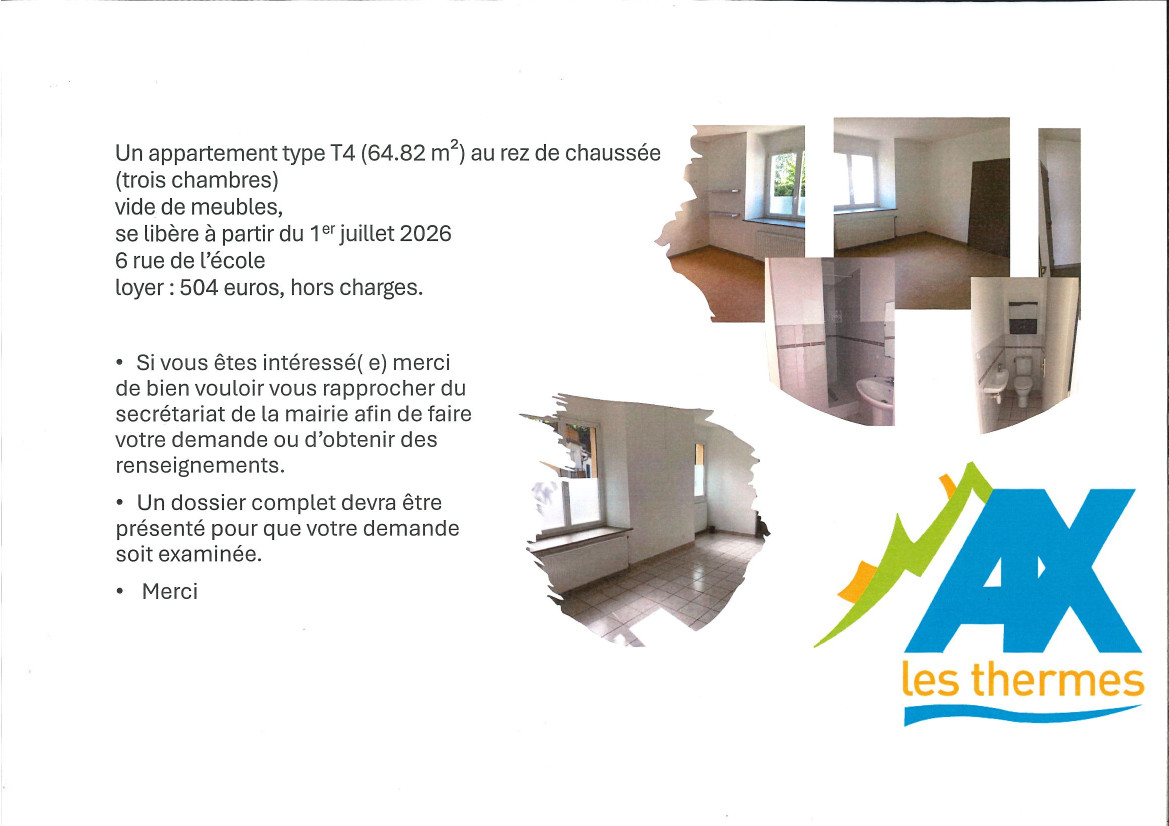 2026 affiche location appartement type T4